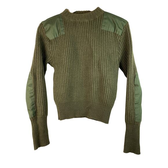 Mitt's Nitt's Polar Wear Women's Size 38 Green 100% Wool Ribbed Military Sweater - Picture 1 of 5